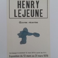 Affiche pour l'exposition Henry Lejeune, à la Galerie Volcan (Charleroi), du 13 mars au 31 mars 1976